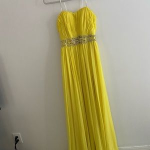 Yellow jeweled waist dress
